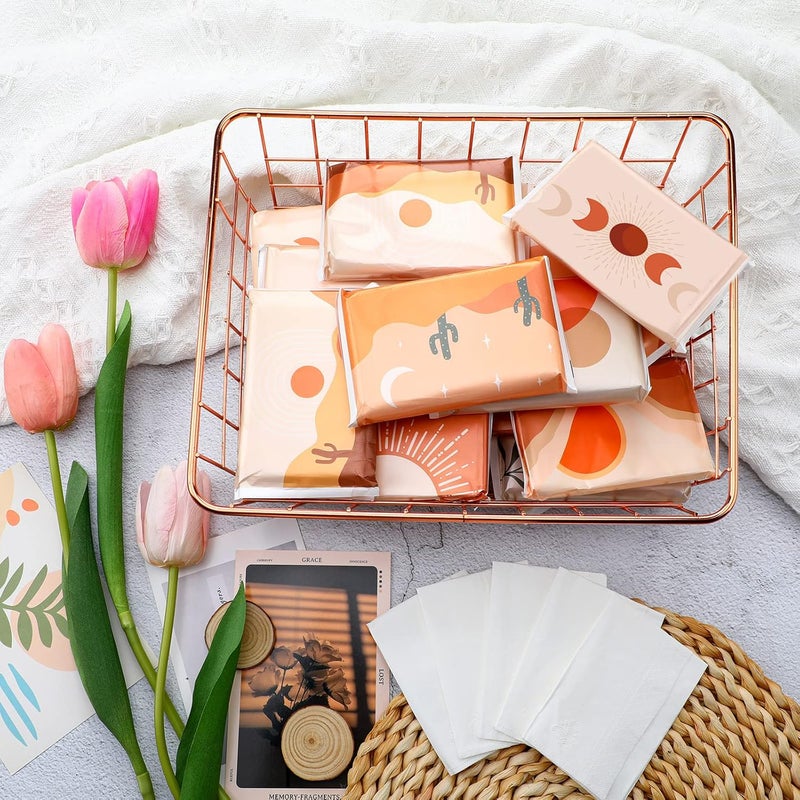 Geyee 24 Packs Travel Size Tissue Pocket Slim Pack Facial 3 Ply Wallet Size Pocket Tissues for Travel Wedding Party Favors, 6 Styles(Sun Scene) - Image 4